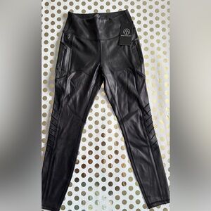 Move Theology Black Faux Leather Leggings